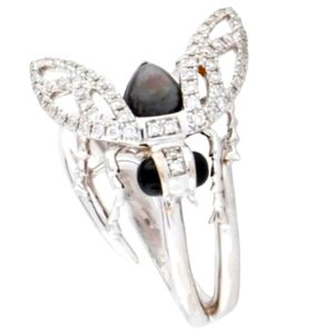 Stephen Webster Ring 18K Gold Diamond Onyx MOP Bug 9.6 grams